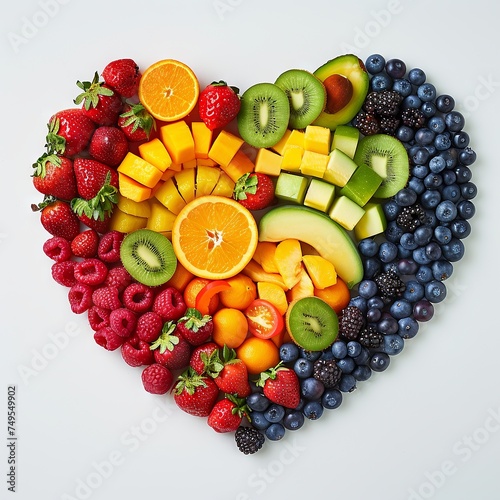 Heart-Shaped Fruits and Vegetables Arrangement  