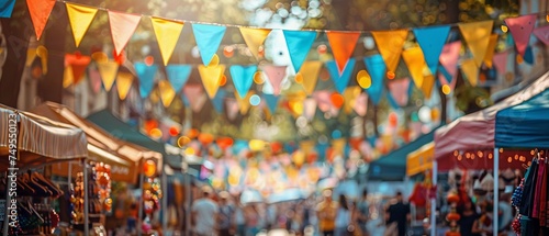 Bustling Summer Street Fair in Small Town