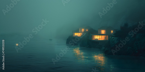 A house on a beach side at night fogy scene for An increasing trend in the housing market suggest 