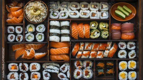 Organized Lunch: Wooden Bento Box with Fresh Ingredients