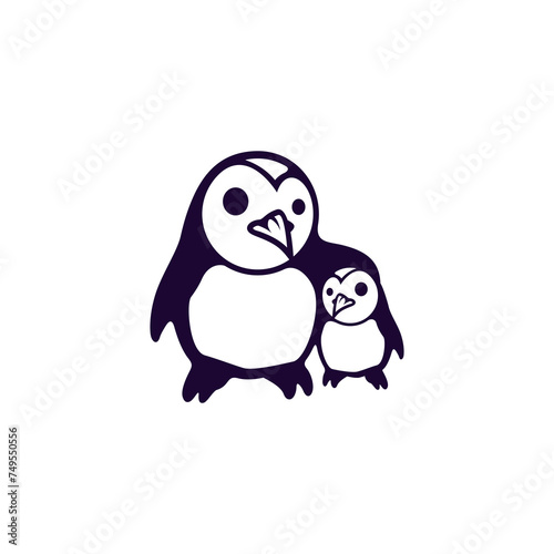 mom and baby penguin