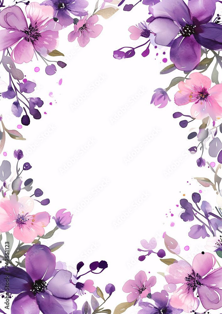watercolor botanical flowers frame background with free space for invite or wedding card watercolor botanical flowers frame background with free space for invite or wedding card