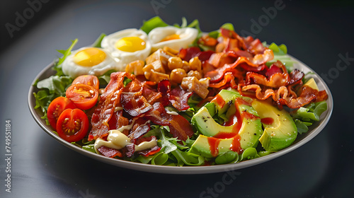 Fresh bacon and avocado breakfast salad