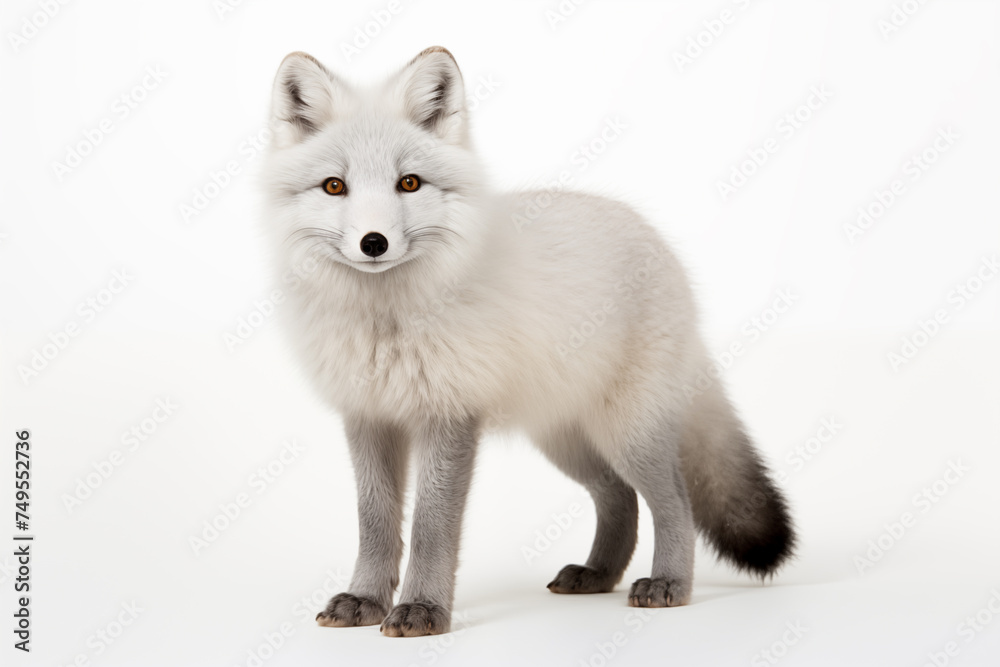 Fototapeta premium Arctic Fox over isolated white background. Animal