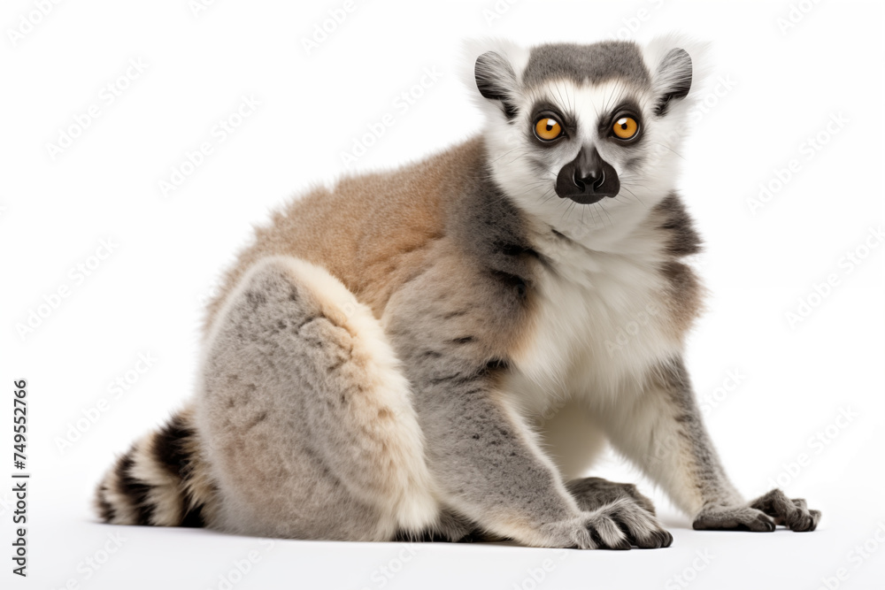 Obraz premium Lemur over isolated white background. Animal