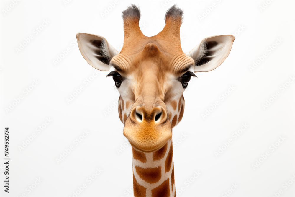 Giraffe over isolated white background. Animal