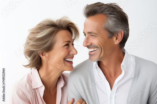 Middle aged couple over isolated white background