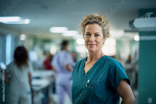 Middle aged woman with doctor uniform
