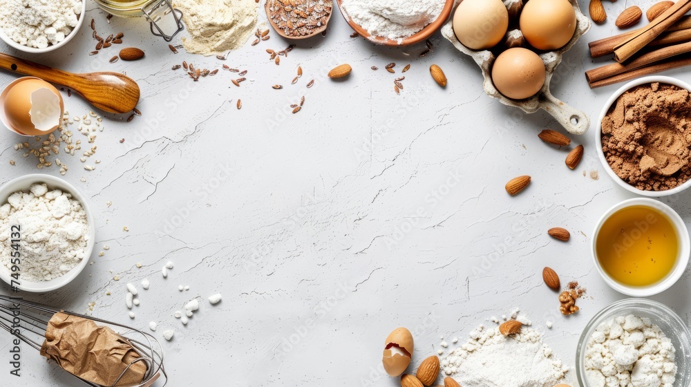 Kitchen Ingredients: Baking and Cooking Background Frame Kitchen Ingredients: Baking and Cooking Background Frame