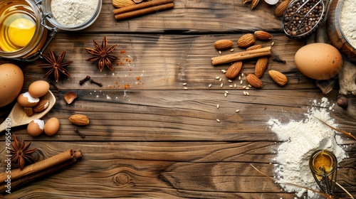 Kitchen Ingredients: Baking and Cooking Background Frame