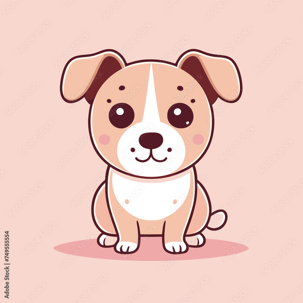 Cute Kawaii Dog Vector Clipart Icon Cartoon Character Icon on a Pale Pink Background Cute Kawaii Dog Vector Clipart Icon Cartoon Character Icon on a Pale Pink Background