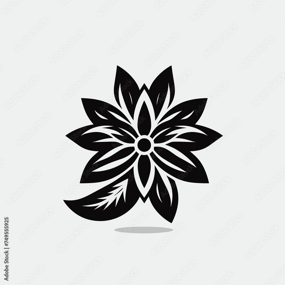 Flower icon vector design template. Floral logo design concept, floral ornament element, generative ai Flower icon vector design template. Floral logo design concept, floral ornament element, generative ai