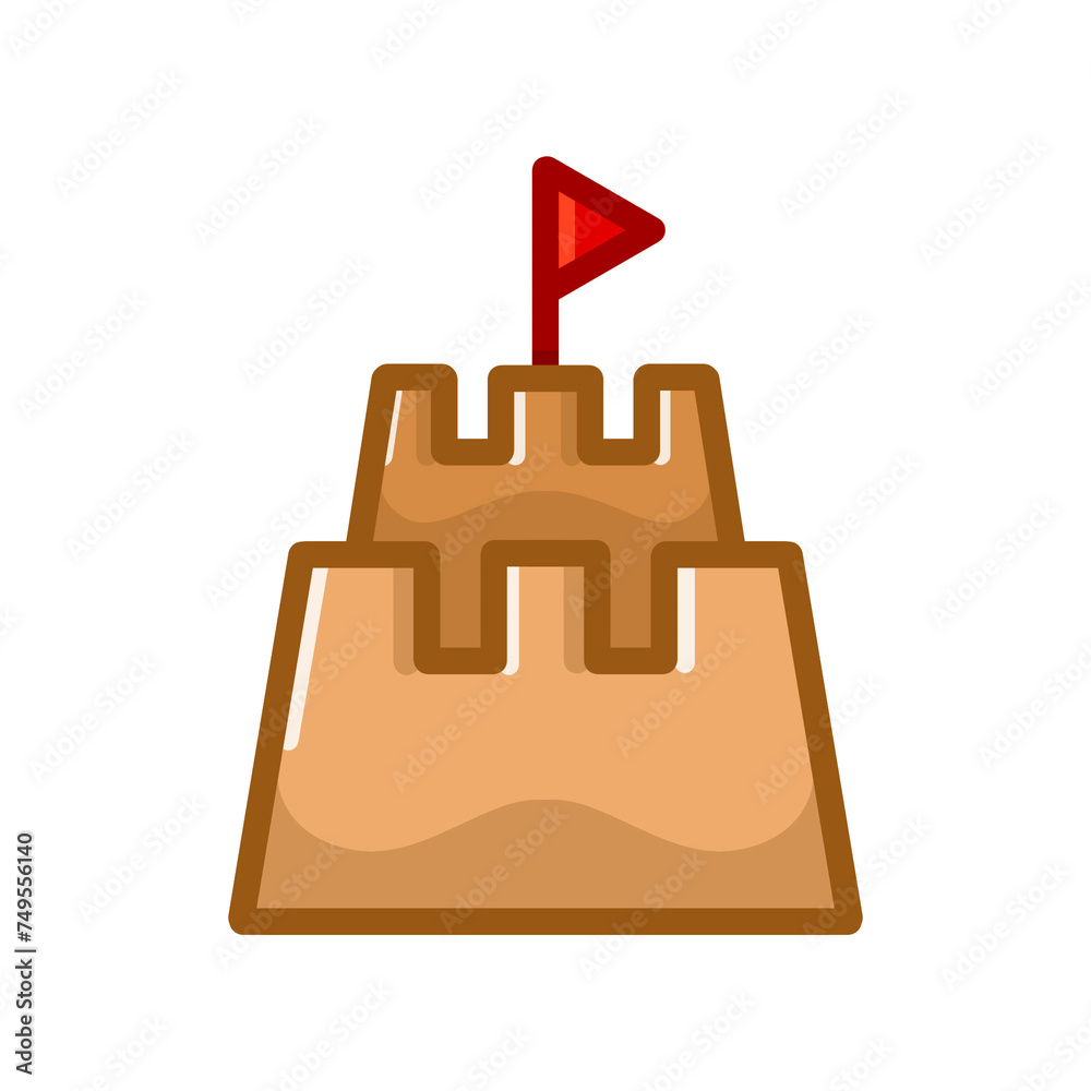 Fototapeta premium Sand castle illustration on transparent background 