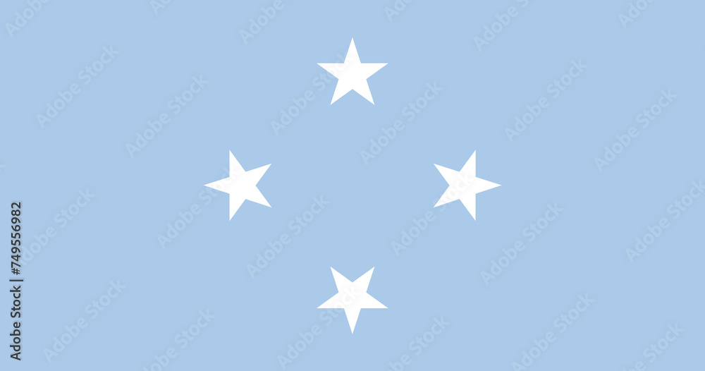Close-up of blue and white national flag of Oceanian country of Federated States of Micronesia with stars. Illustration made March 2nd, 2024, Zurich, Switzerland. - obrazy, fototapety, plakaty 