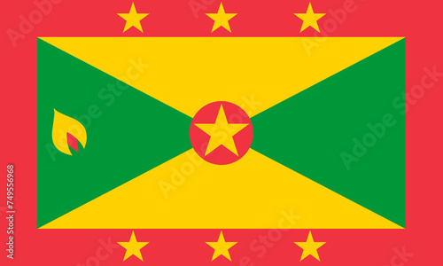 Close-up of national flag of Caribbean country of Grenada. Illustration made March 2nd, 2024, Zurich, Switzerland.
