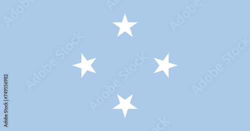 Close-up of blue and white national flag of Oceanian country of Federated States of Micronesia with stars. Illustration made March 2nd, 2024, Zurich, Switzerland. photo