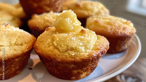 Fresh baked lemon muffins on a plate
