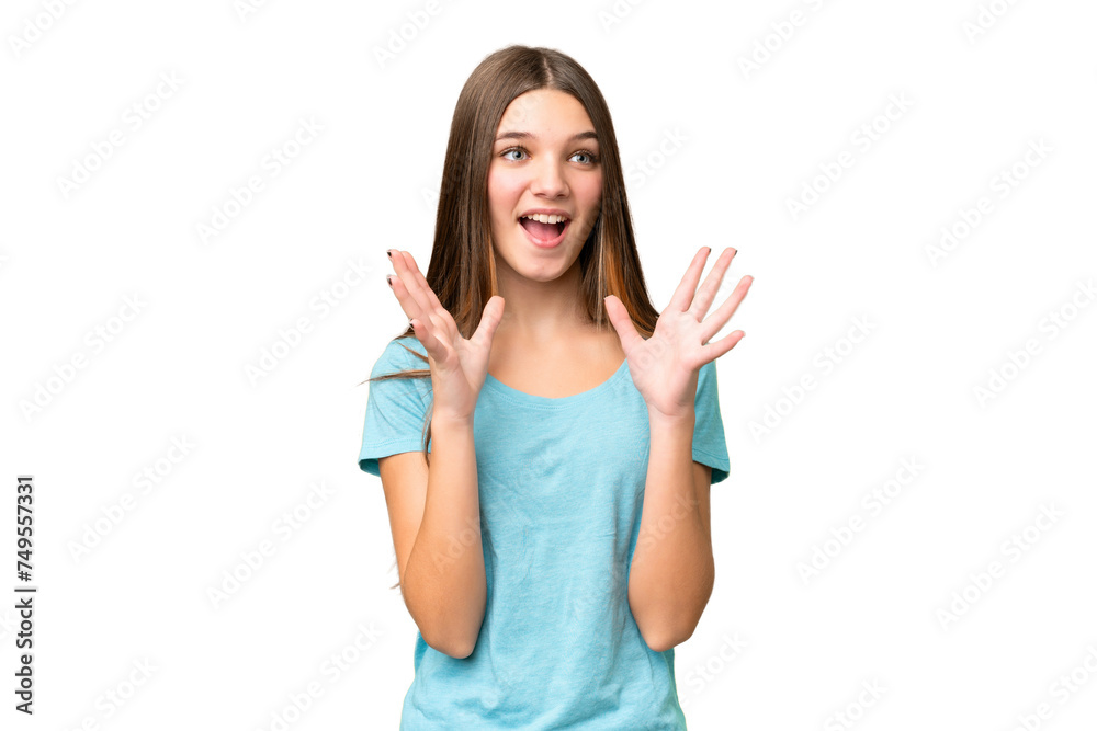 Teenager girl over isolated chroma key background with surprise facial expression Teenager girl over isolated chroma key background with surprise facial expression