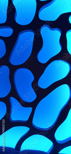 Abstract blue texture from blue lights on wall. Window decorations