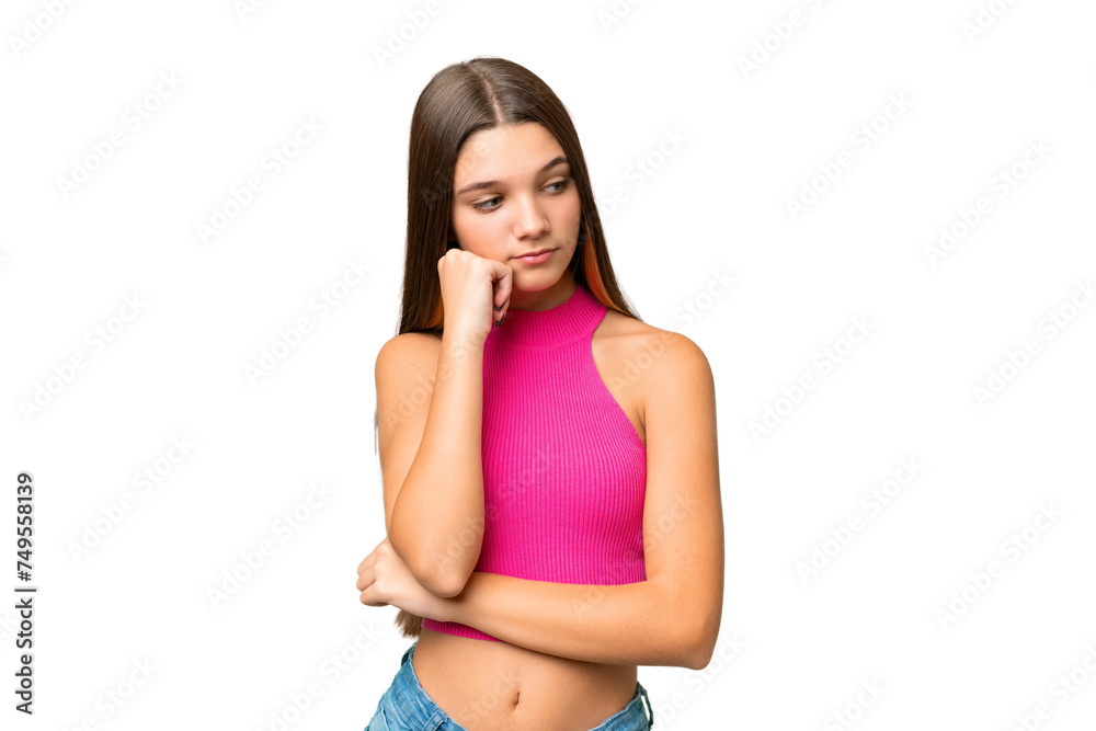 Teenager caucasian girl over isolated background with tired and bored expression