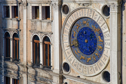 VENICE, ITALY, February 2, 2024 : The clock on the clocktower of San Marco square