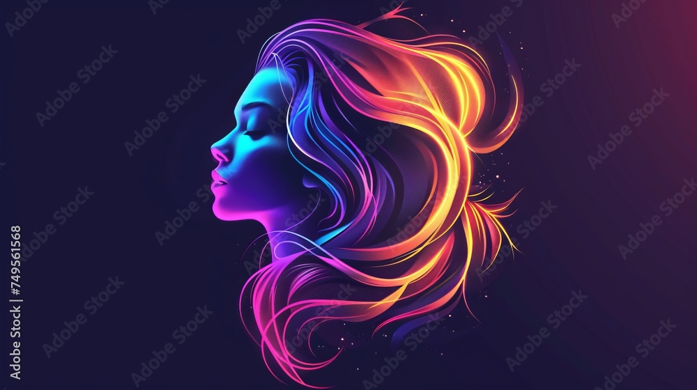 Vibrant Woman in Glowing Vector Art