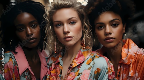 A group of diverse models strikes a pose together  their personalities shining through against a vibrant and energetic backdrop