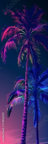 Background Texture in the Neon Palm Silhouette Electric Night Style created with Generative AI Technology © Sentoriak