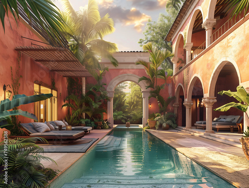 Luxueuse villa avec une piscine, située dans un cadre tropical © Valrie