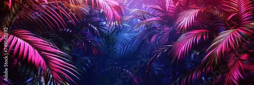 Background Texture in the Neon Palm Silhouette Electric Night Style created with Generative AI Technology
