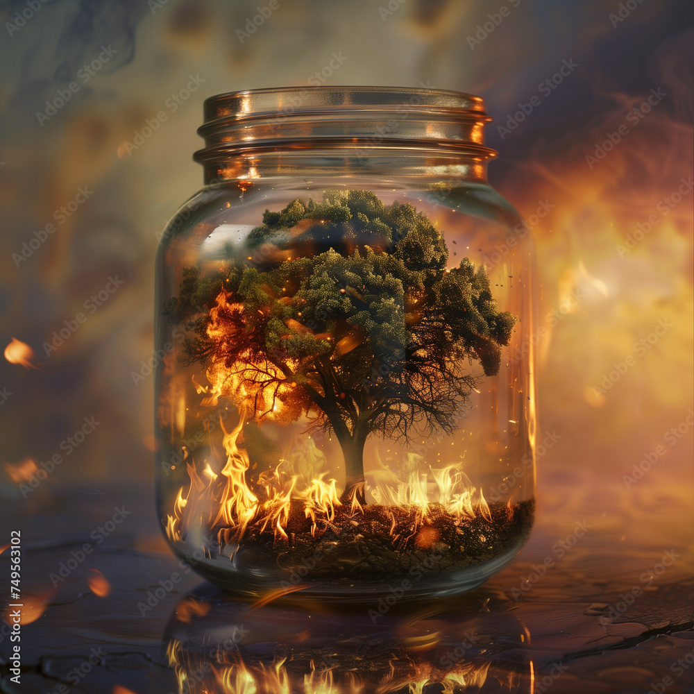 tree on fire in glass jar tree on fire in glass jar