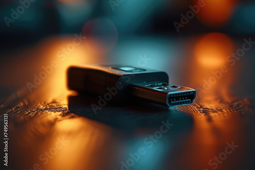 A USB drive with a plug and a logo photo
