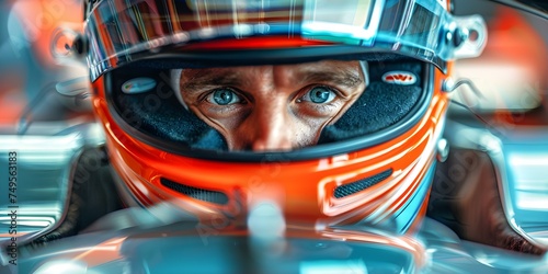 Racecar driver in helmet gearing up for high-speed F competition on the track. Concept Sports photography, Racecar drivers, Motorsports, Speed enthusiasts, Professional athletes © Ян Заболотний