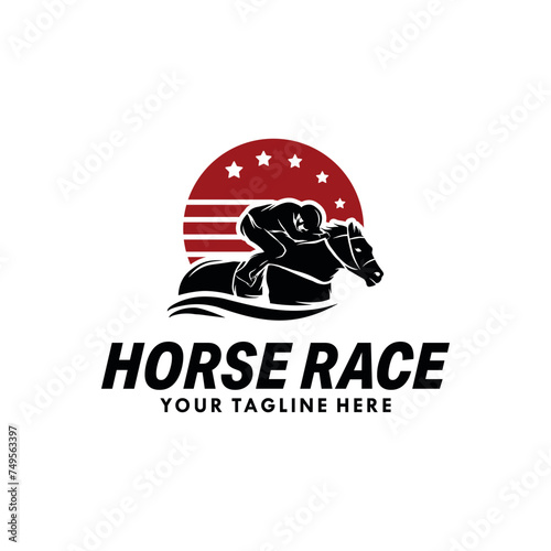 horse racing sport silhouette logo design