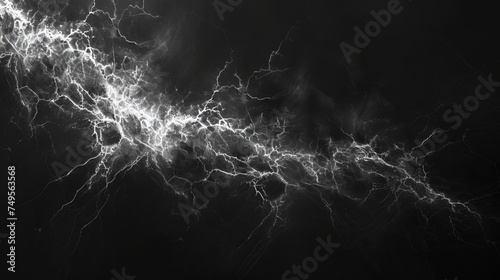 Sharp Contrast: Pure White Lightning on Plain Black Background photo