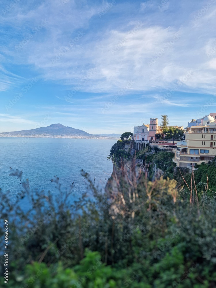 Naklejka premium The Magnificent Amalfi Coast in Italy is a breathtaking stretch of coastline renowned for its dramatic cliffs, charming villages, and crystal-clear waters.