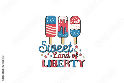 4th July PNG Sublimation T shirt design, Sweet land of liberty © Lazy