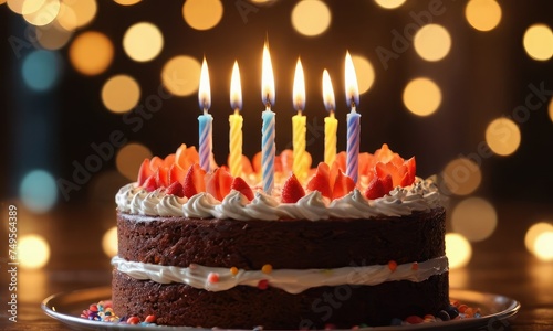 Celebration Unleashed: Stunning Cake Design Featuring a Cascade of Candles