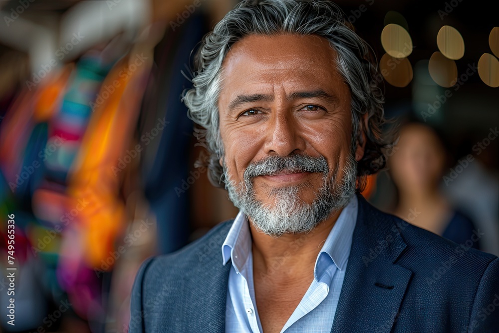 Portrait of smiling Latin businessman with gray hair looking at the camera. Copy space. Portrait of smiling Latin businessman with gray hair looking at the camera. Copy space.