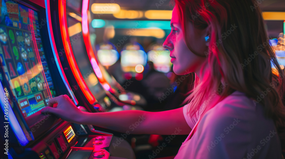 Obraz premium person in casino playing slots