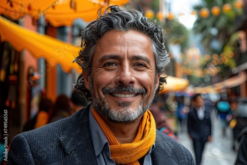 Portrait of smiling Latin businessman with gray hair looking at the camera. Copy space. © Barbara