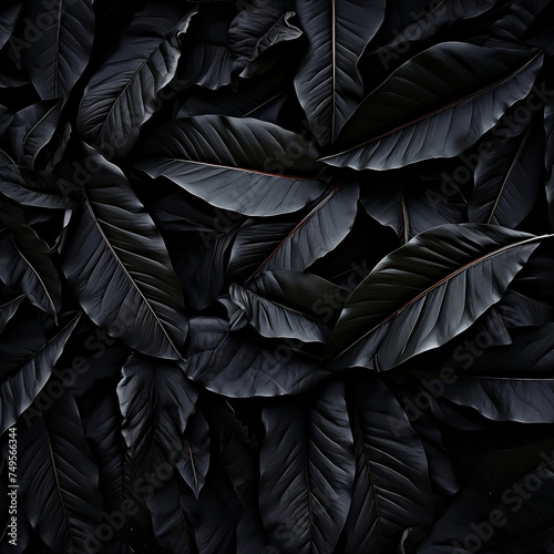 texture latte black leaves, background, dark black leaves, dark leaves, black leaves background, black leaves background, in the style of naturalistic expressionism, photorealistic detailing, 1:1.