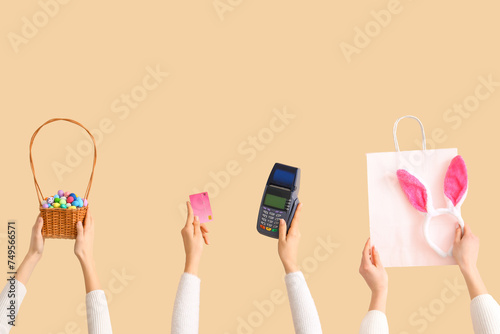 Women with payment terminal...