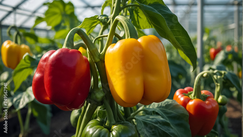 ripe peppers in a greenhouse natural