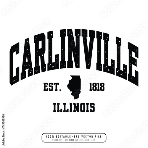 Carlinville text effect vector. Editable college t-shirt design printable text effect vector photo