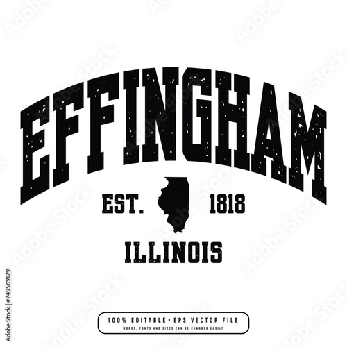 Effingham text effect vector. Editable college t-shirt design printable text effect vector photo