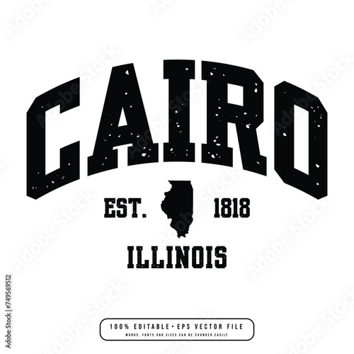 Cairo text effect vector. Editable college t-shirt design printable text effect vector photo