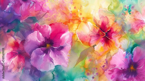 abstract watercolor bright flowers © CREATIVE STOCK