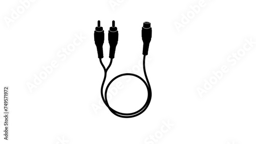 RCA Audio Y Cord Splitter Cable, black isolated silhouette