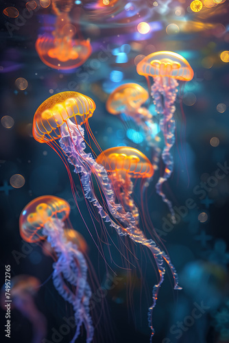 Jellyfish swimming in the ocean